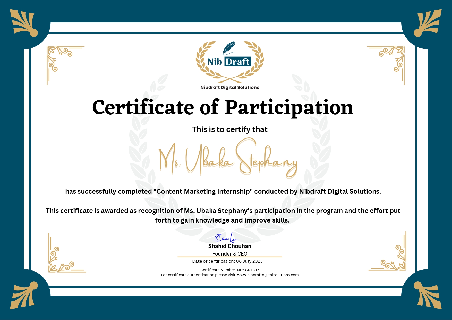 NDSCN1015: Ms. Ubaka Stephany